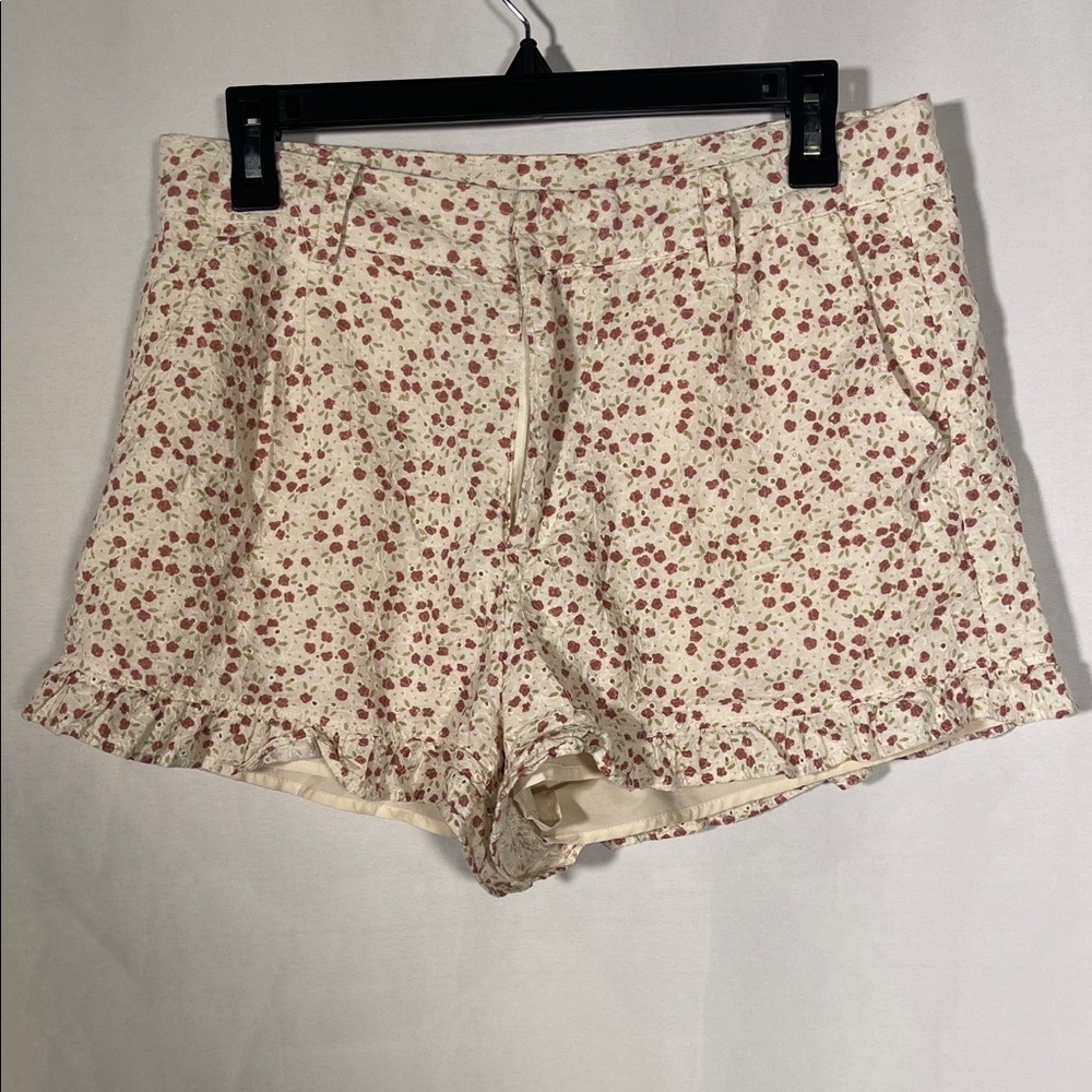 ALTARD STATE WOMENS EYELET RED FLORAL SHORTS LARGE - Picture 1 of 5